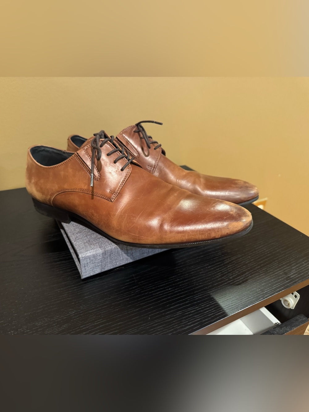 Kenneth Cole Men's Cognac Brown Leather Derby Shoes